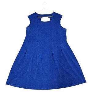 Sleeveless Royal Blue Fit-and-Flare Dress with Keyhole Detail